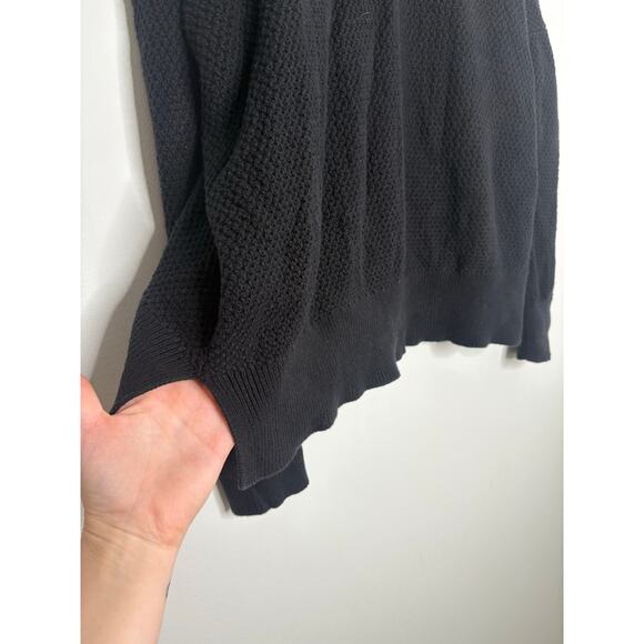 Gap Black Textured V Back Cardigan Sweater Large Chunky Knit Minimalist - Picture 8 of 9